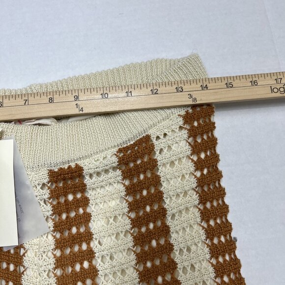 Solitaire Pants Womens L Ivory Brown‎ Crochet Knit Wide Leg Boho Hippie Festival - Picture 7 of 11